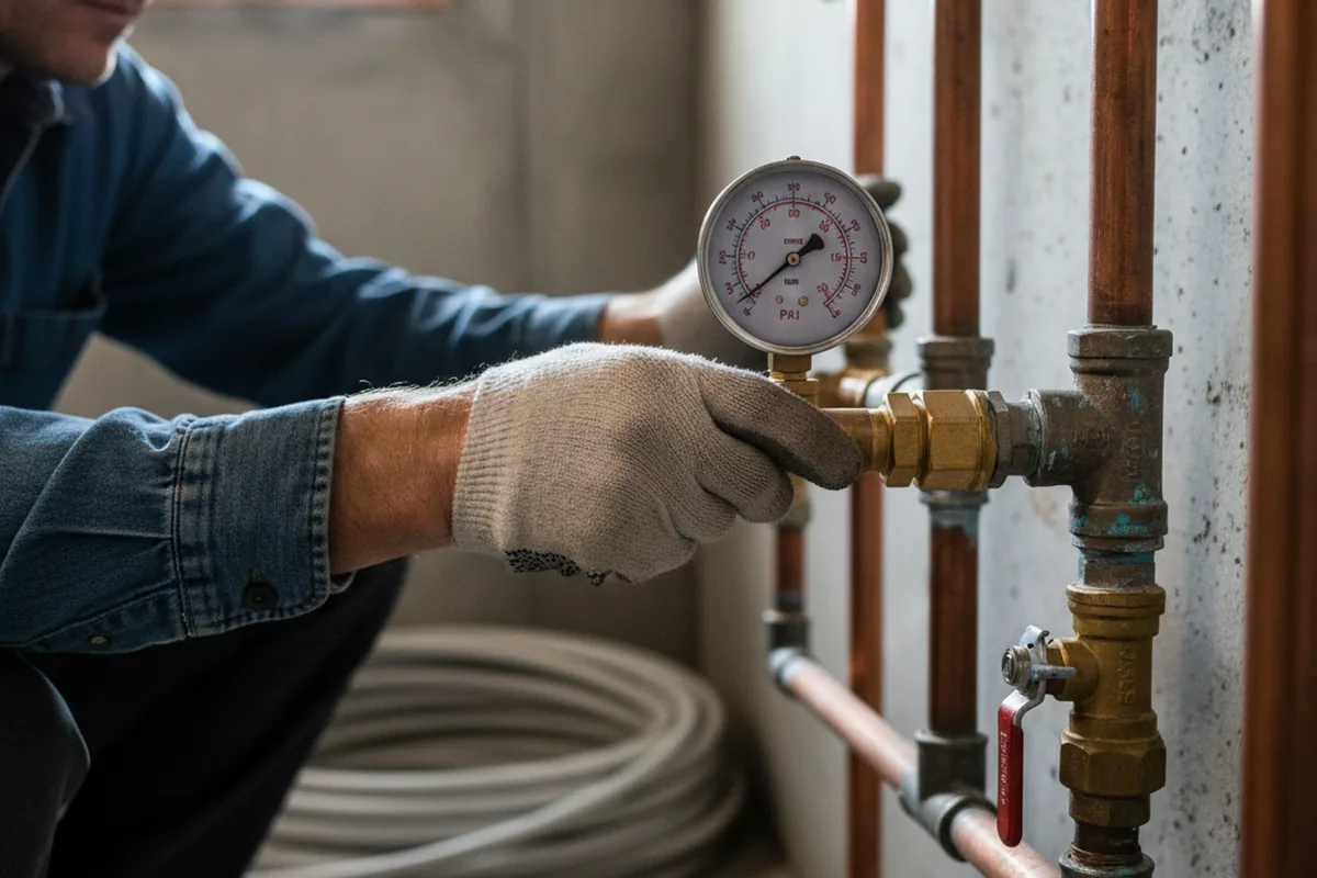 Pressure testing a repaired line during Water Line Repair in Brewster